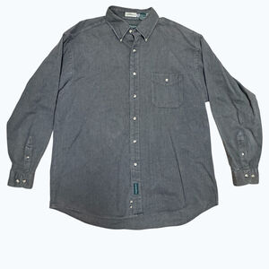 GH Bass & Co Gray Herringbone Button Down Shirt Men’s Large Cotton